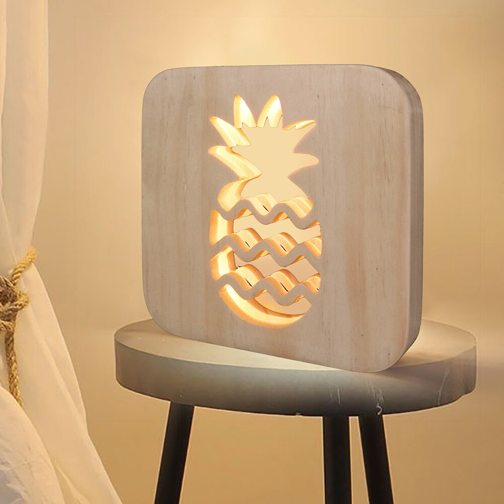 LED Wooden Pineapple Night Light for Kids' Room