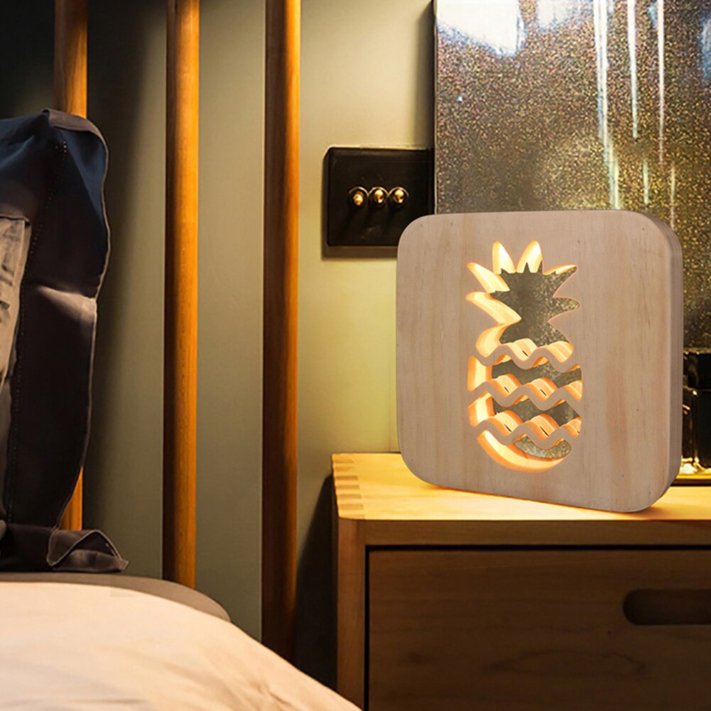 LED Wooden Pineapple Night Light for Kids' Room